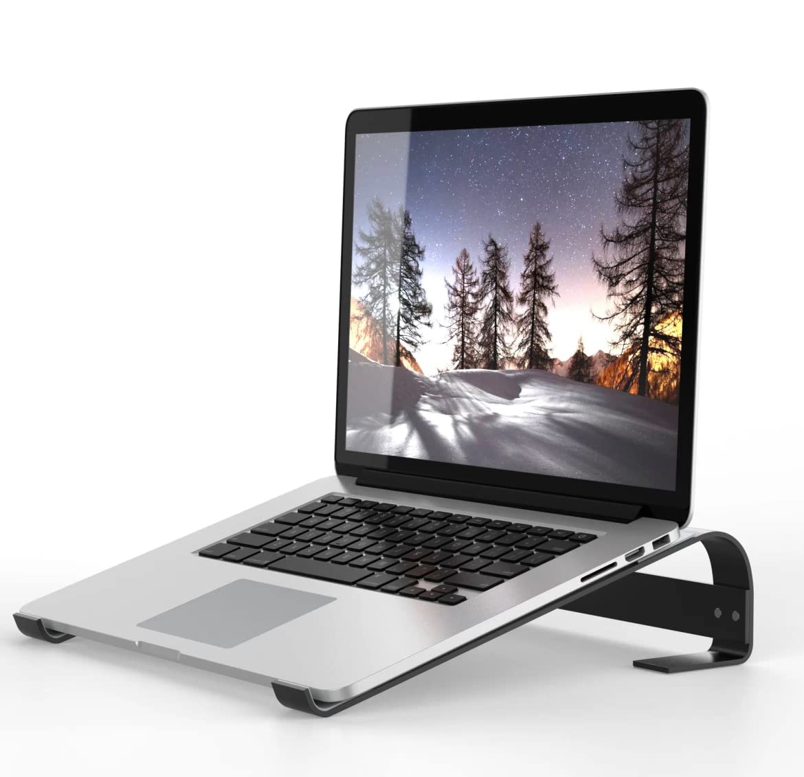 Orco Foldable Ergonomic Laptop Riser - Aluminum Holder for 10-15.6” Laptops - MacBook Pro/Air, HP, Asus, Lenovo, Sony, Dell - Black