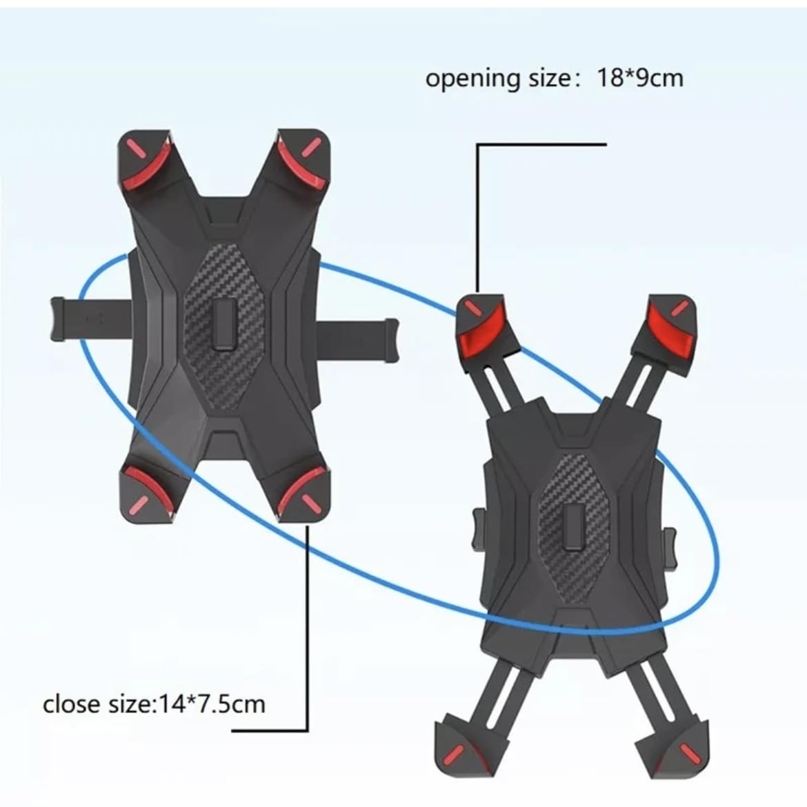 Orco Bike Phone Holder – One-Hand Operation Motorcycle Phone Mount, 360° Rotatable Bicycle Handlebar Clamp, Anti-Shake Shock-Absorbing Silicone for iPhone 14 13 12 Pro Max, Samsung, 3.5-6.8” Phones