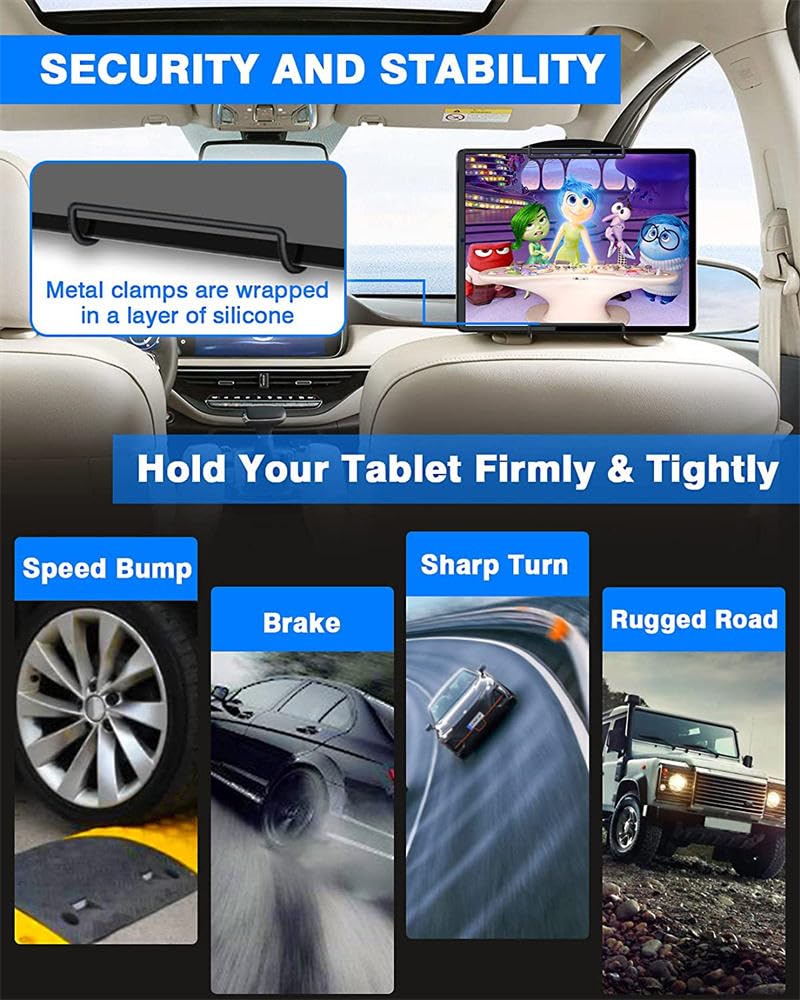 Orco Tablet Holder for Car iPad Holder for Back Seat for Kids Tablet Holder for Kids Kindle iPad Holder Headrest Tablet Mount iPad Accessories Fit 7~11" Devices