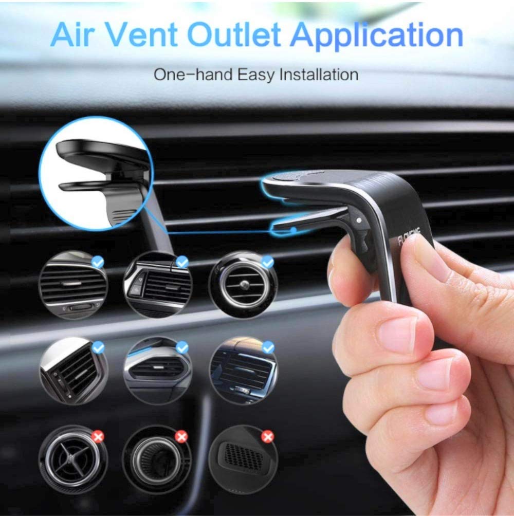 Orco Car Phone Holder Magnetic 5*N52 L Type Air Vent Clip Mount Magnetic Mobile Phone Holders for Cars Universal Compatible with iPhone 11 Pro Max X 8 7 Galaxy Note 10 S20 S10 S9 Huawei