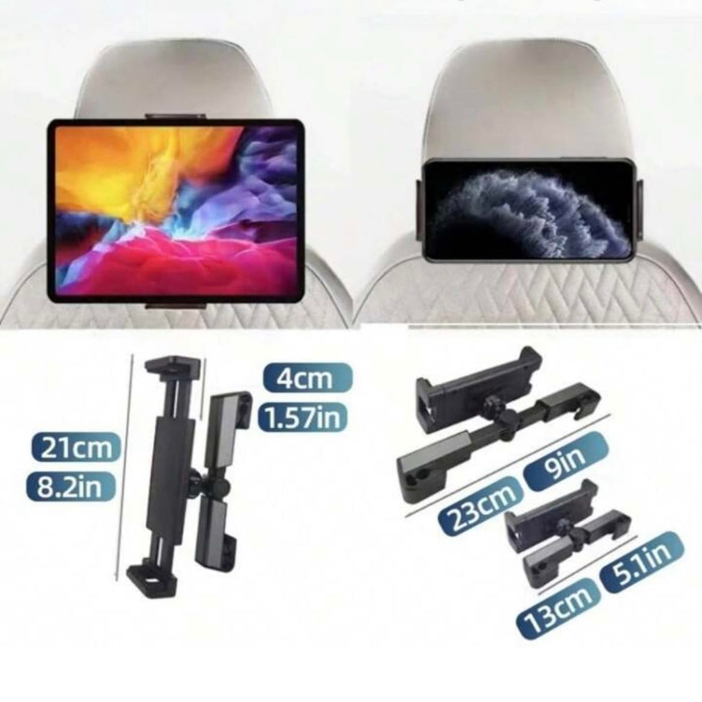 Orco Car Headrest Tablet Holder - Heavy Duty Triangle Mount for 4.7-12.9” iPad Pro Air Mini, Samsung Galaxy, Switch - 360° Rotating Extendable Backseat Stand with Safe Flush-Fit & Anti-Shake Design