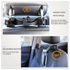 Orco 2 Pack 2 in 1 Car Hooks for Bags Car Bag Hook with Headrest Phone Holder 360°Rotatable Car Headrest Hooks Heavy Duty Car Accessories Purse Hook Car Seat Storage Organiser
