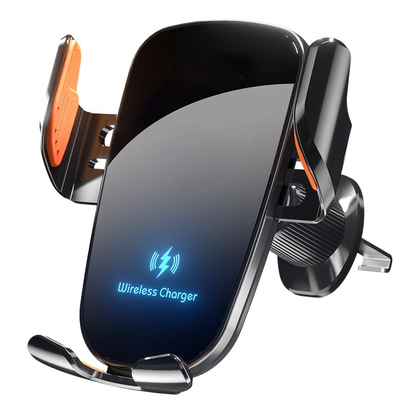 Orco Car Phone Holder Wireless Charger,Auto Clamping 15W Fast Wireless,Super Stable Air Vent Car Phone Mount Charger for iPhone Pro Max/17/16/15/14/13/12,Galaxy S25 Ultra/S25/S24/S23