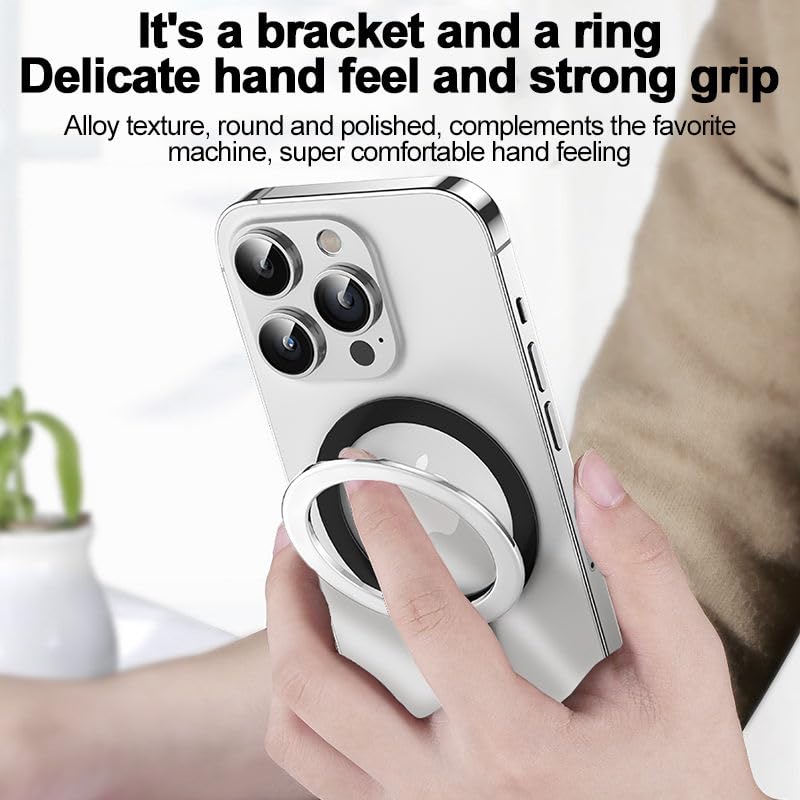 Orco Phone Ring Holder Grip for MagSafe, 360° Rotation Magnetic Cell Phone Grip Stand Two-Sided Magnetic Compatible with iPhone 17 16 15 14 13 12 Pro Max fits MagSafe Accessories