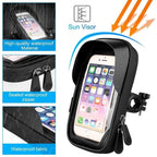ORCO 360° Rotatable Waterproof Bike Phone Holder – Universal Bicycle Handlebar Bag with Sun Visor & Sensitive TPU Touch Screen – Large Capacity Cycle Frame Pouch for iPhone 15/14/13, Galaxy, up to 6.5