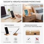 Orco 2 Pack Bamboo Tablet & Phone Stand - Double Slot Wooden Stand - Universal (4-7.9 inches) - Portable, Compact, Versatile