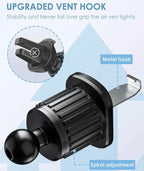 Orco Gravity Car Phone Holder - Upgraded Hook Clip Air Vent Mount with One-Button Quick Release & 360° Rotation - Stable Hands-Free Cradle for iPhone 16/15/14 Pro Max, Samsung S24/S23, 4.0-6.7" Phones