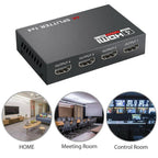 4K HDMI Splitter 1 in 4 Out, MT-VIKI 1x4 HDMI Distributor Powered Mirror/Duplicate Hub, Supports 4K@30Hz, 1080P, 3D, HDCP 1.4 for PS5, Xbox, Blu-ray, Laptop to 4 Monitors/HDTVs, Includes UK Power