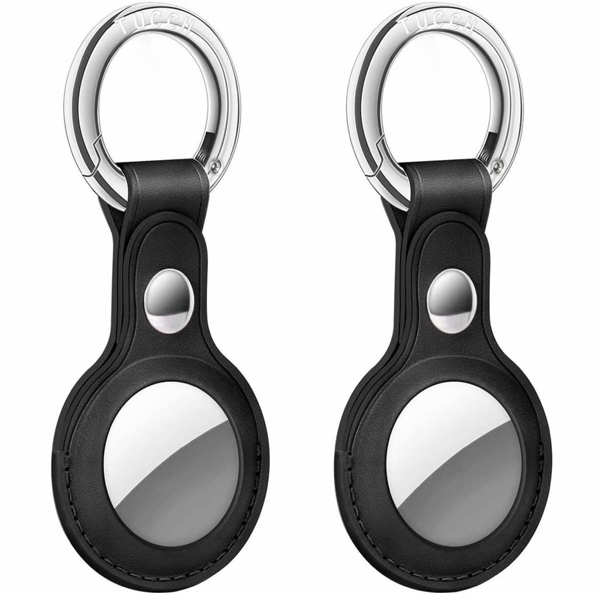 Airtag Case With Keychain For Dog Pet, PU Leather Case for AirTags Key Finder, AirTags Case Cover, Compatible with Apple Air Tag Case Holder Keyring 4 Pack (Locator Tracker)