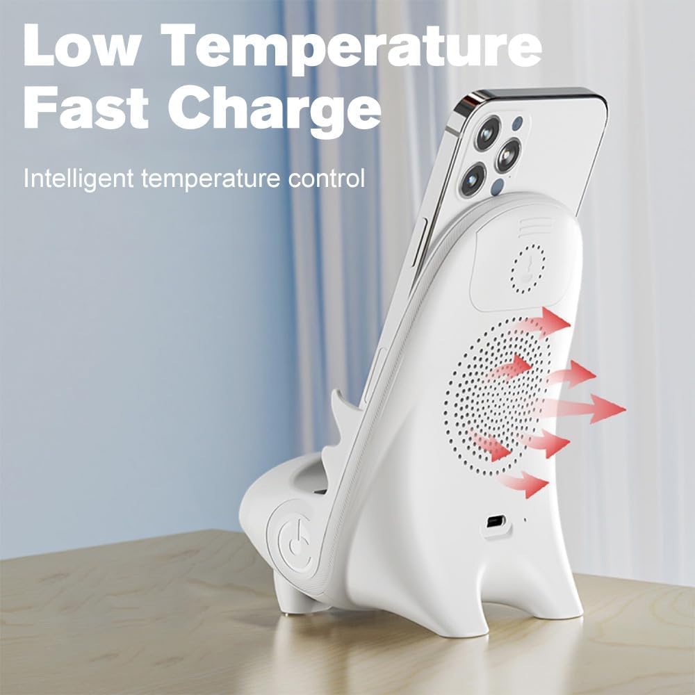 Wireless Charger Yusat Portable Mini Chair Wireless Charger for All Phones 15W Wireless Charging Station Phone Charger Stand with Musical Speaker Function
