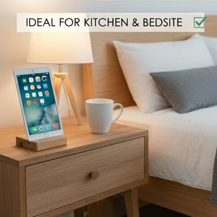 Orco 2 Pack Bamboo Tablet & Phone Stand - Double Slot Wooden Stand - Universal (4-7.9 inches) - Portable, Compact, Versatile