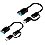 Orco 2 Pack, 2-in-1 USB C/Micro to USB Adapter, USB C to USB, OTG Adapter Cable, USB C to A Male to Female Adapter, Compatible with MacBook 2019 2018 2017, Android Samsung Galaxy and More