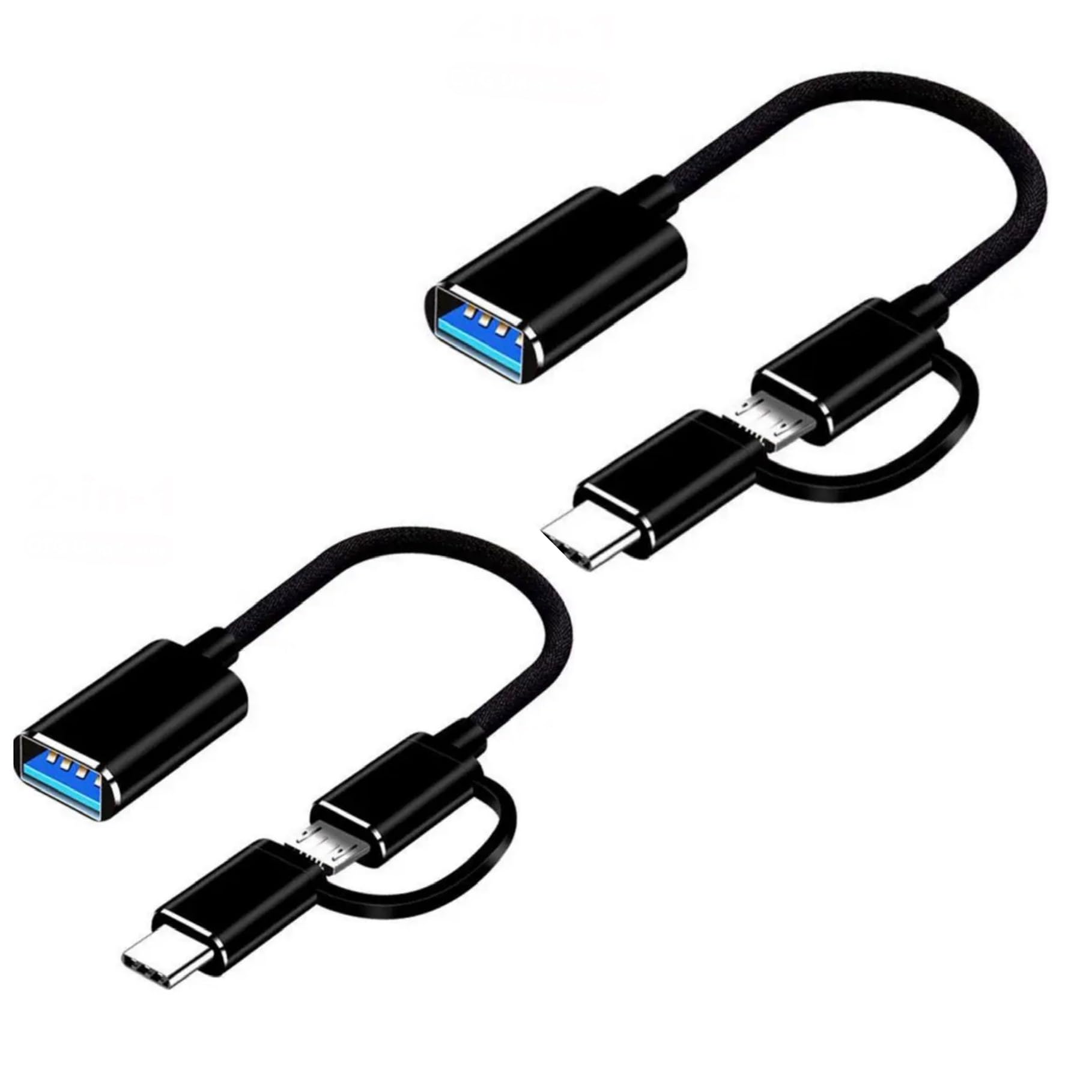 Orco 2 Pack, 2-in-1 USB C/Micro to USB Adapter, USB C to USB, OTG Adapter Cable, USB C to A Male to Female Adapter, Compatible with MacBook 2019 2018 2017, Android Samsung Galaxy and More