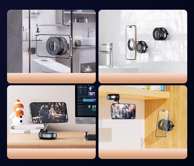 Orco Vacuum Magnetic Phone Holder for Car - Suction Phone Mount 360°Rotatable Foldable Portable Strong Magnet Stand for iPhone17/16/15/14/13/12 Pro/Pro Max on Mirror, Windscreens