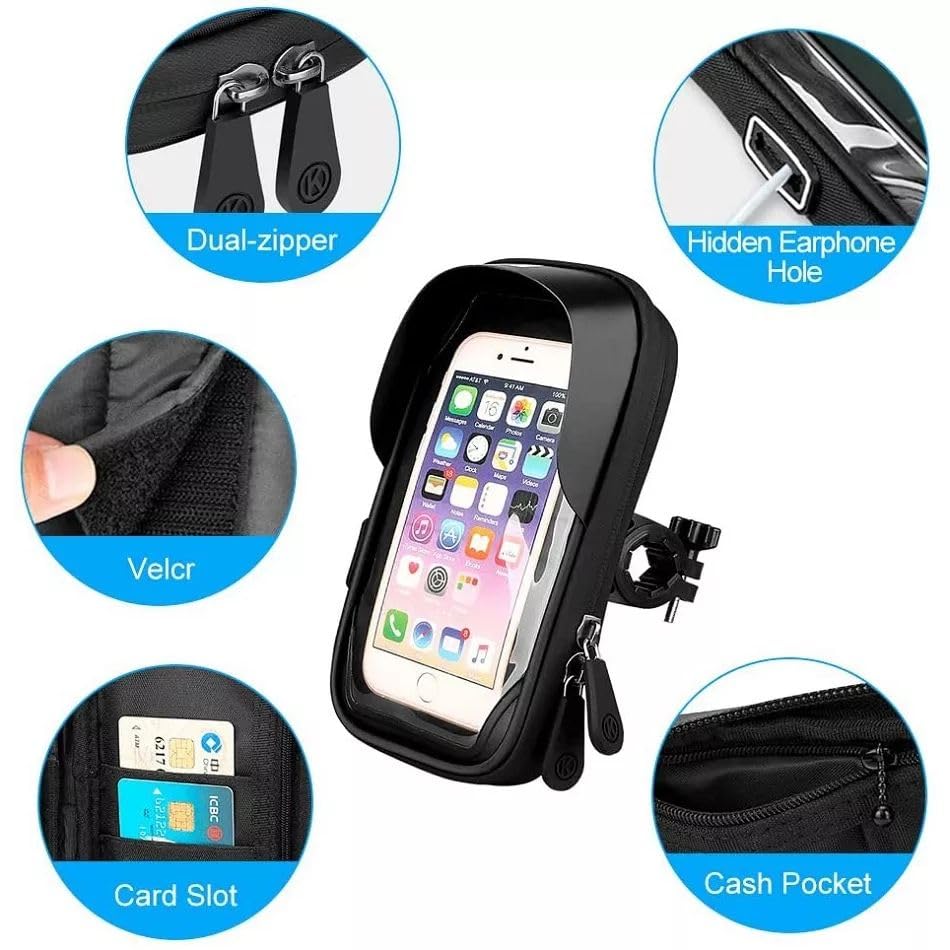 ORCO 360° Rotatable Waterproof Bike Phone Holder – Universal Bicycle Handlebar Bag with Sun Visor & Sensitive TPU Touch Screen – Large Capacity Cycle Frame Pouch for iPhone 15/14/13, Galaxy, up to 6.5