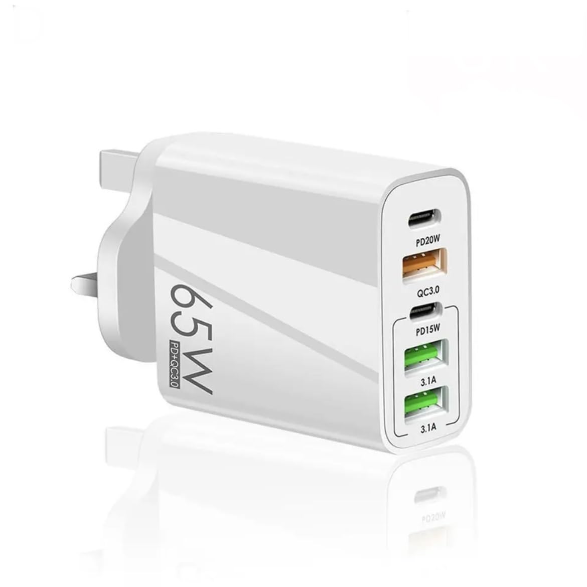 ORCO Multi USB C Plug 3-Port 65W USB Fast Charger Plug, 2-Port USB C PD Power Adapter, Multi USB Plug UK Type C Charging Plug Compatible for iPhone 14 Pro Max 13 12 11 XS XR 8 7 AirPods iPad