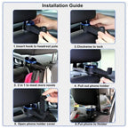 Orco 2 Pack 2 in 1 Car Hooks for Bags Car Bag Hook with Headrest Phone Holder 360°Rotatable Car Headrest Hooks Heavy Duty Car Accessories Purse Hook Car Seat Storage Organiser