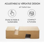 Orco 2 Pack Bamboo Tablet & Phone Stand - Double Slot Wooden Stand - Universal (4-7.9 inches) - Portable, Compact, Versatile