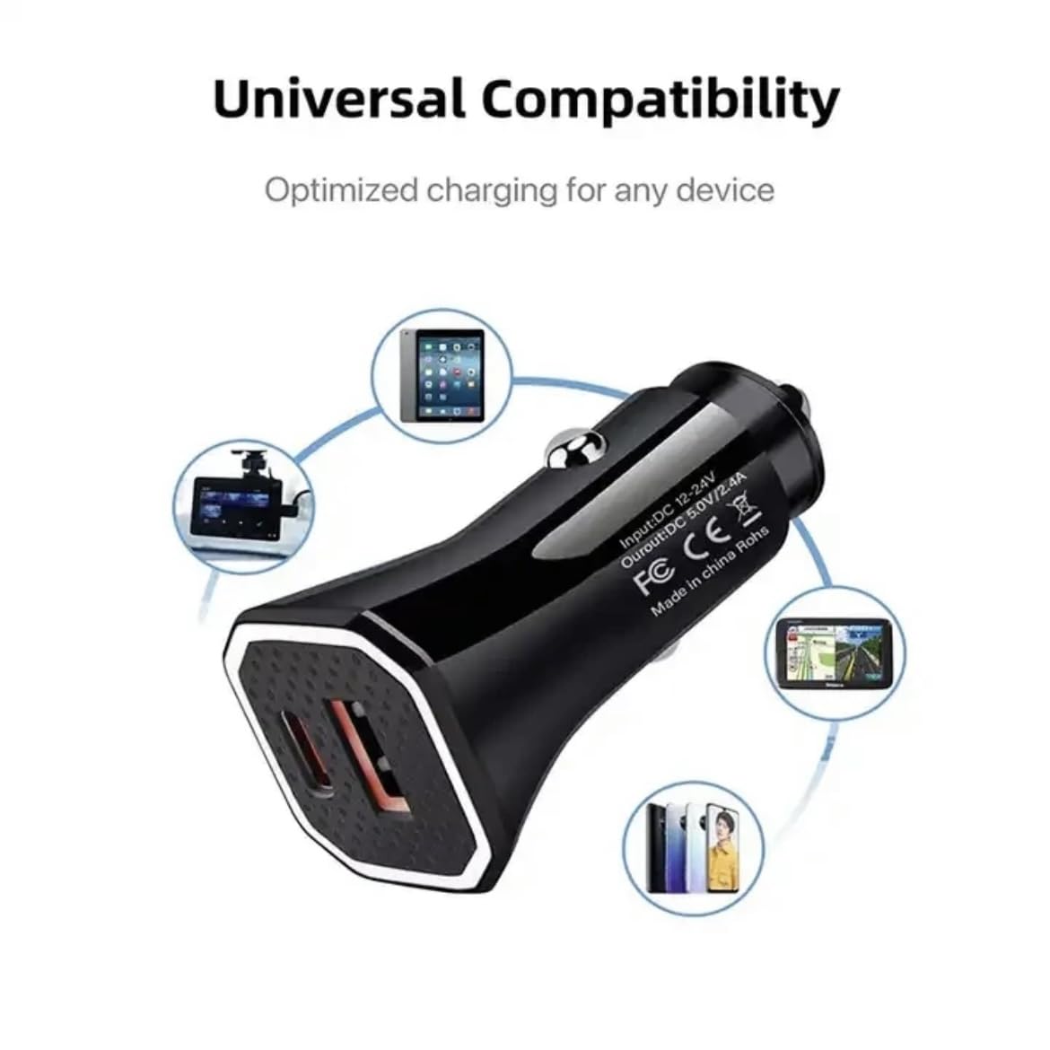 Car Charger, USB C Car Charger 20W PD3.0 5A Fast Charge Cigarette Lighter USB Charger, Metal USB Car Charger Adapter for iPhone 15 14 13 12 Pro Max Samsung etc