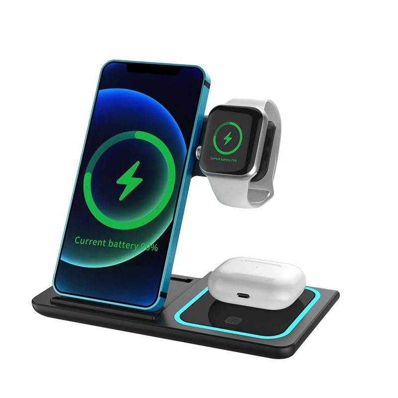 Orco 3 in 1 Wireless Charging Station - Foldable Wireless For iPhone, Apple Watch And AirPods, Samsung Galaxy Watch | Travel-Ready iPhone Magsafe Charger Stand | Compact Fast Charge Stand