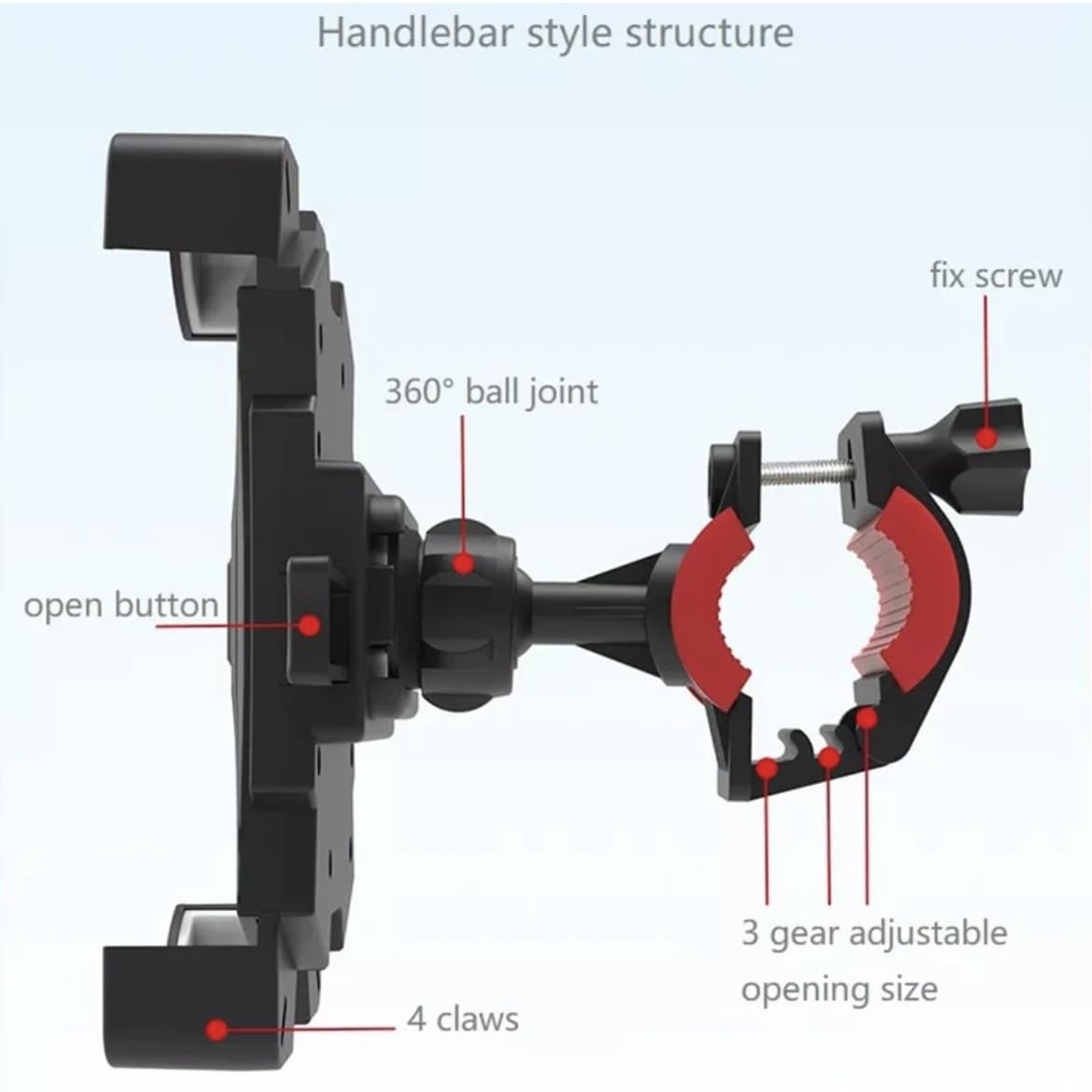Orco Bike Phone Holder – One-Hand Operation Motorcycle Phone Mount, 360° Rotatable Bicycle Handlebar Clamp, Anti-Shake Shock-Absorbing Silicone for iPhone 14 13 12 Pro Max, Samsung, 3.5-6.8” Phones