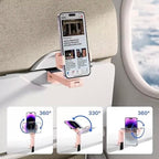 Orco Phone Stand Universal Mount Phone Holder 360 Degree Rotating Adjustable Phone Clamp Compatible with iPhone Android Phones Portable Phone Mount for Airplane Trays Desk Bed Cabinet