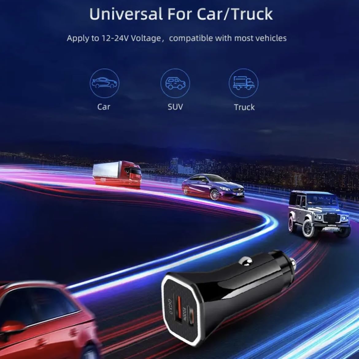 Car Charger, USB C Car Charger 20W PD3.0 5A Fast Charge Cigarette Lighter USB Charger, Metal USB Car Charger Adapter for iPhone 15 14 13 12 Pro Max Samsung etc