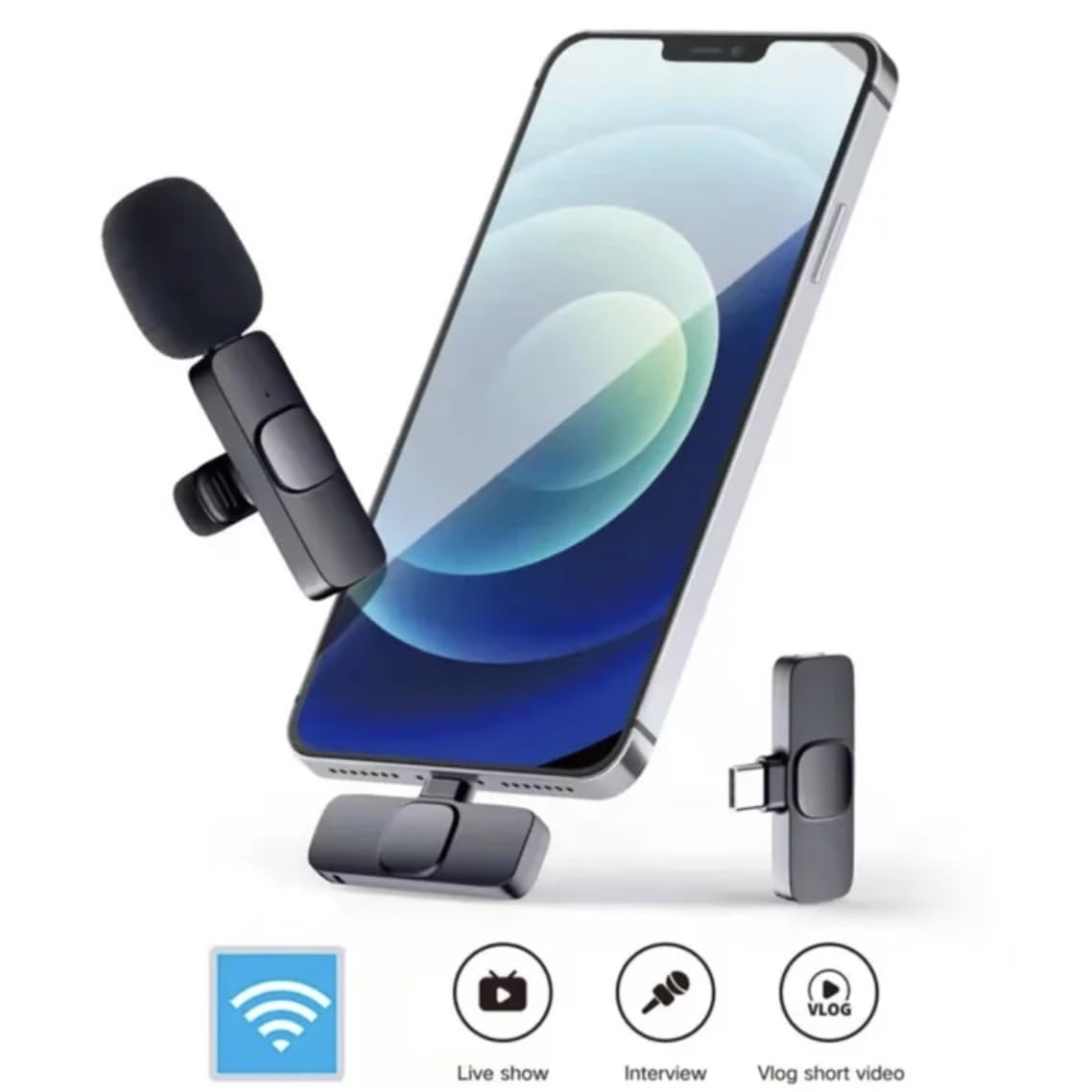 Orco Wireless Lavalier Microphone for iPhone/Android Phone/Computer, USB C Lapel Microphone for Video Recording, Vlogging, TikTok, YouTube, Noise Reduction, Plug-Play Clip on Mic