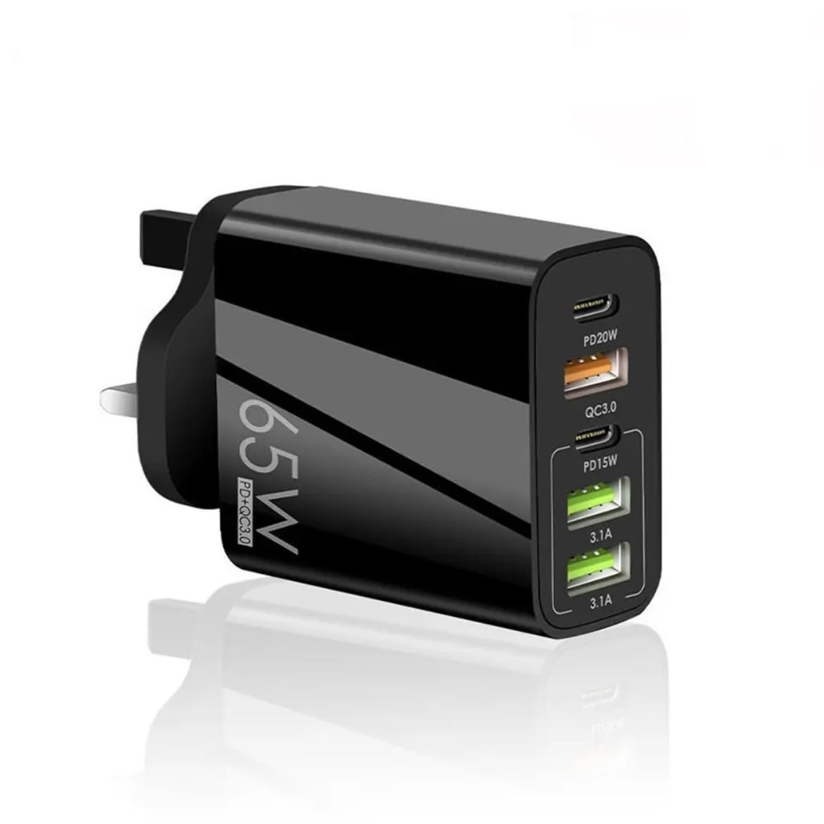 ORCO Multi USB C Plug 3-Port 65W USB Fast Charger Plug, 2-Port USB C PD Power Adapter, Multi USB Plug UK Type C Charging Plug Compatible for iPhone 14 Pro Max 13 12 11 XS XR 8 7 AirPods iPad