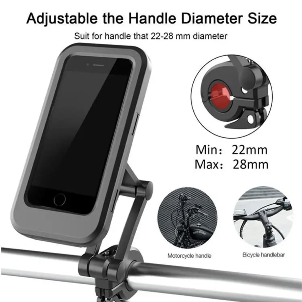 Orco Waterproof Bike Phone Holder – 360° Rotation Motorcycle Phone Mount for Handlebars – Heavy Duty Scooter Phone Case Compatible with iPhone 14/15/16 Pro Max, Samsung S24 Ultra, Phones up to 7”
