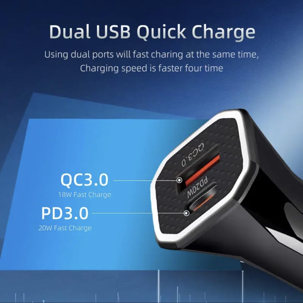 Car Charger, USB C Car Charger 20W PD3.0 5A Fast Charge Cigarette Lighter USB Charger, Metal USB Car Charger Adapter for iPhone 15 14 13 12 Pro Max Samsung etc