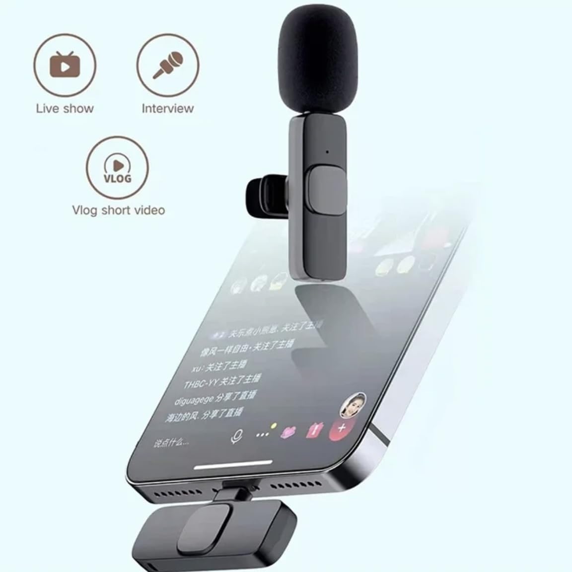 Orco Wireless Lavalier Microphone for iPhone/Android Phone/Computer, USB C Lapel Microphone for Video Recording, Vlogging, TikTok, YouTube, Noise Reduction, Plug-Play Clip on Mic