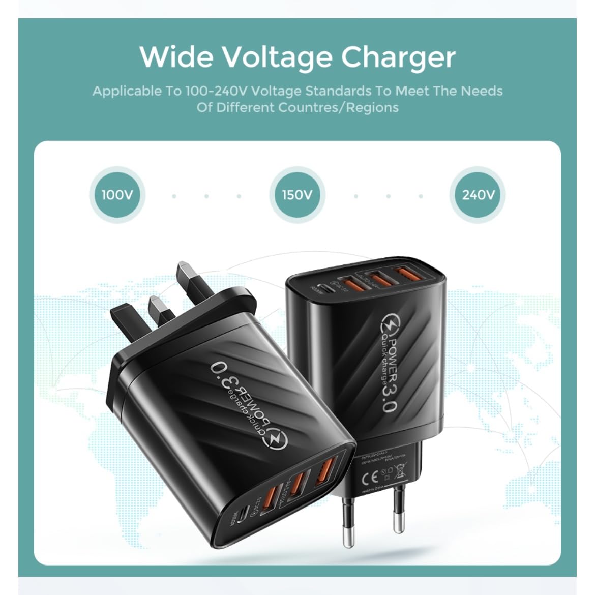 ORCO USB C Charger Station for Multiple Devices Portable 53W 4 Ports USB Charging Station Adapter with Type C PD Fast Charger & QC 3.0 & Dual USB A Ports, for Phones Tablets Pad Cameras