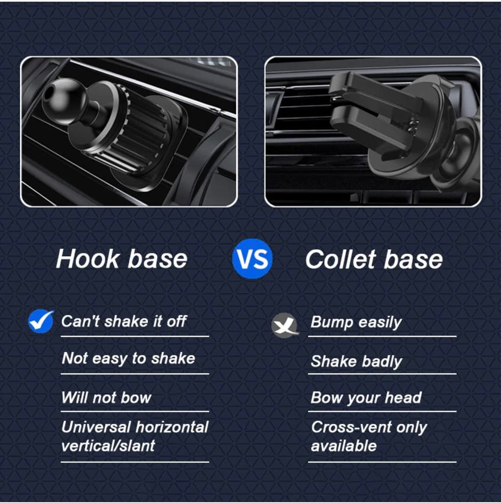 Orco Gravity Car Phone Holder - Upgraded Hook Clip Air Vent Mount with One-Button Quick Release & 360° Rotation - Stable Hands-Free Cradle for iPhone 16/15/14 Pro Max, Samsung S24/S23, 4.0-6.7" Phones