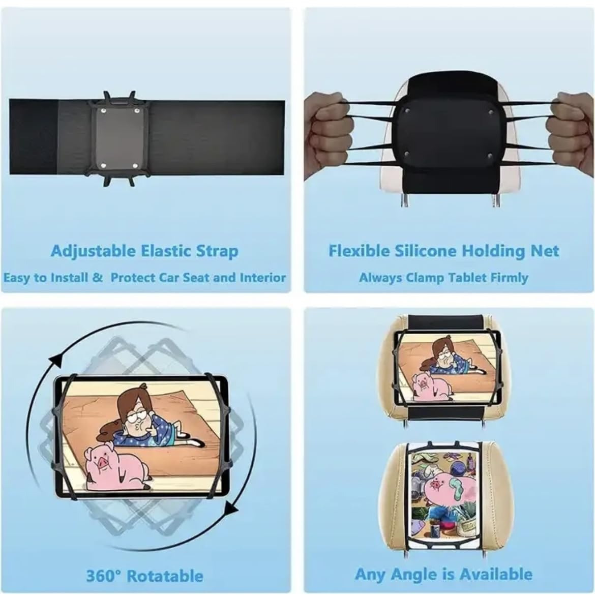 Orco Tablet Holder for Car iPad Holder for Back Seat for Kids Tablet Holder for Kids Kindle iPad Holder Headrest Tablet Mount iPad Accessories Fit 7~11" Devices