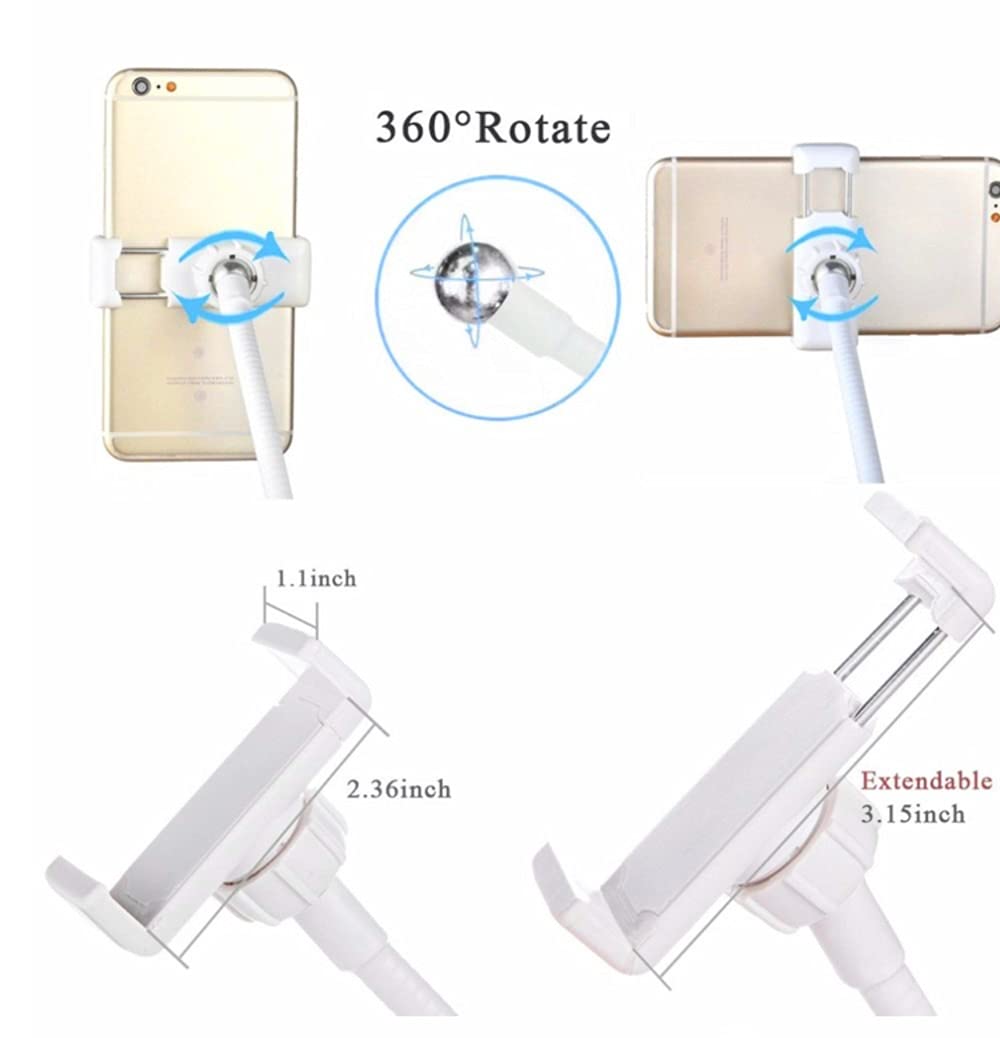 Orco Cell Phone Holder for Bed Desk Flexible Holder Gooseneck 360 Long Arm Clamp Bracket Mount Stand for iPhone 12 Mini, 12 Pro Max, 11 Pro, Xs XR X 8 7 6 Plus, Samsung S10 S9 S8, 4.7"-7.2"