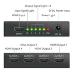 4K HDMI Splitter 1 in 4 Out, MT-VIKI 1x4 HDMI Distributor Powered Mirror/Duplicate Hub, Supports 4K@30Hz, 1080P, 3D, HDCP 1.4 for PS5, Xbox, Blu-ray, Laptop to 4 Monitors/HDTVs, Includes UK Power