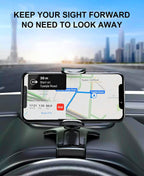 Orco Dashboard Phone Holder for Car Clip On Car Phone Mount 360 Degree Rotation Adjustable Automobile Cradle Suitable for Smartphone 4 to 7 inch