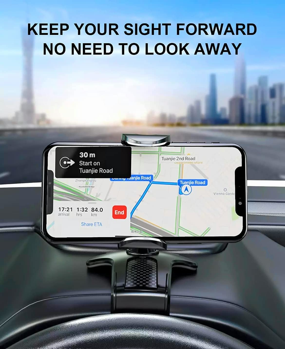Orco Dashboard Phone Holder for Car Clip On Car Phone Mount 360 Degree Rotation Adjustable Automobile Cradle Suitable for Smartphone 4 to 7 inch