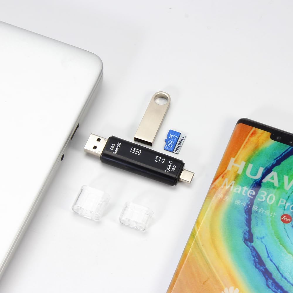 Orco SD Card Reader, Dual Connector USB C Card Reader USB 3.0 Memory Card Adapter - Supports SD/SDXC/Micro SD/Micro SDXC/SDHC/MMC/RS-MMC/UHS-I, Compatible with MacBook Pro,Air,iPad Pro,Galaxy etc.