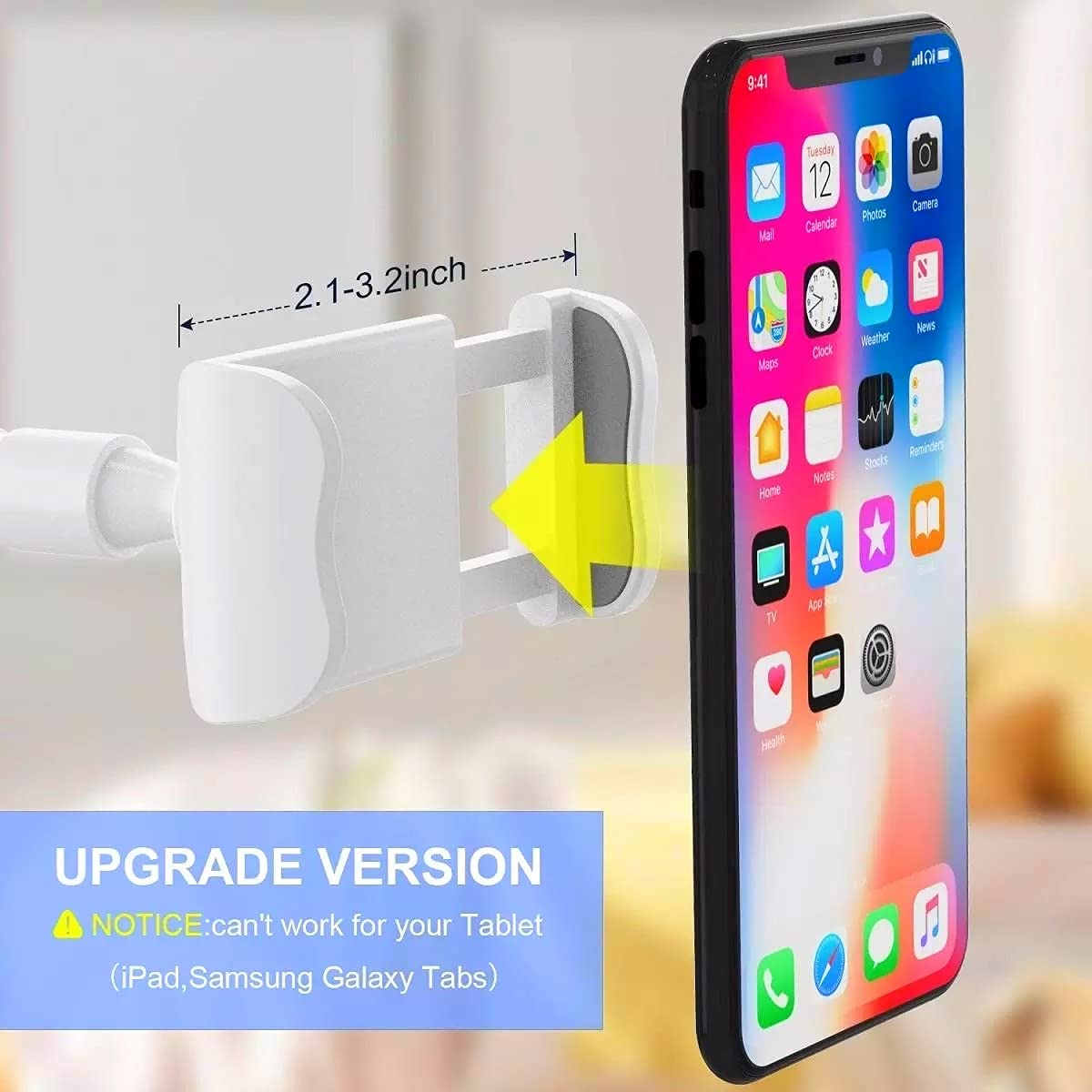 Orco Cell Phone Holder for Bed Desk Flexible Holder Gooseneck 360 Long Arm Clamp Bracket Mount Stand for iPhone 12 Mini, 12 Pro Max, 11 Pro, Xs XR X 8 7 6 Plus, Samsung S10 S9 S8, 4.7"-7.2"