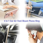 Orco Cell Phone Finger Ring Holder, 3 in 1 Universal Phone Ring Kickstand Anti-Slip Car Vent Mount Phone Finger Grip Holder for all Smartphones and Tablets