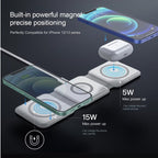Orco 3 in 1 Wireless Charger for iPhone, Magnetic Foldable 3 in 1 Charging Station, Travel Charger Stand for Multiple Devices for iPhone 15/14/13/12 Series, AirPods, iWatch