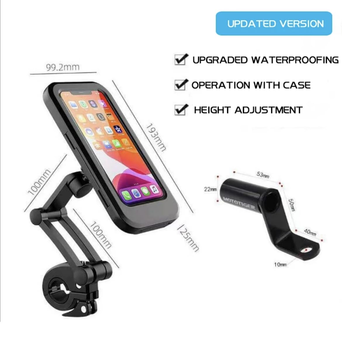 Orco Waterproof Bike Phone Holder – 360° Rotation Motorcycle Phone Mount for Handlebars – Heavy Duty Scooter Phone Case Compatible with iPhone 14/15/16 Pro Max, Samsung S24 Ultra, Phones up to 7”