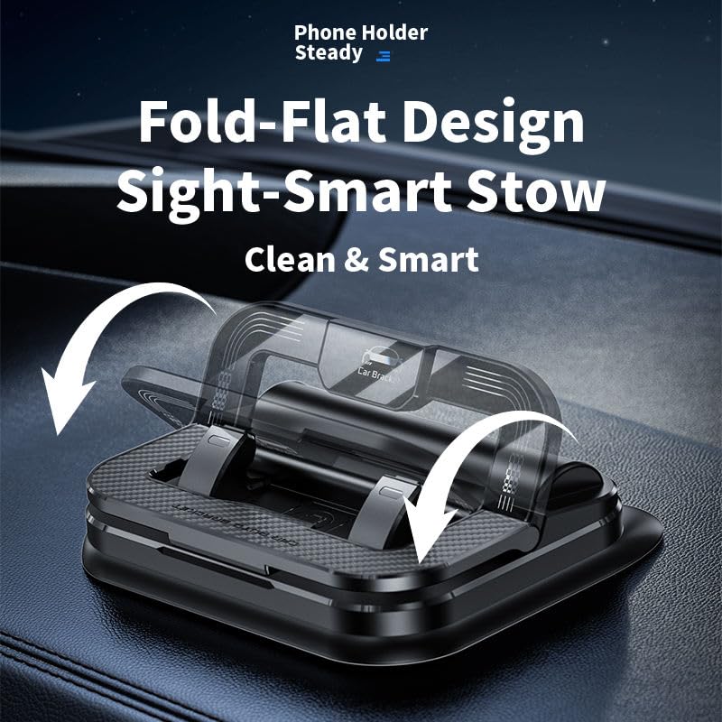 Orco Car Phone Holder for Dashboard, 360° Rotatable Horizontal & Vertical Viewing Car Phone Mount，Washable Reusable Mobile Phone Holder, for iPhone Samsung Android Smartphones