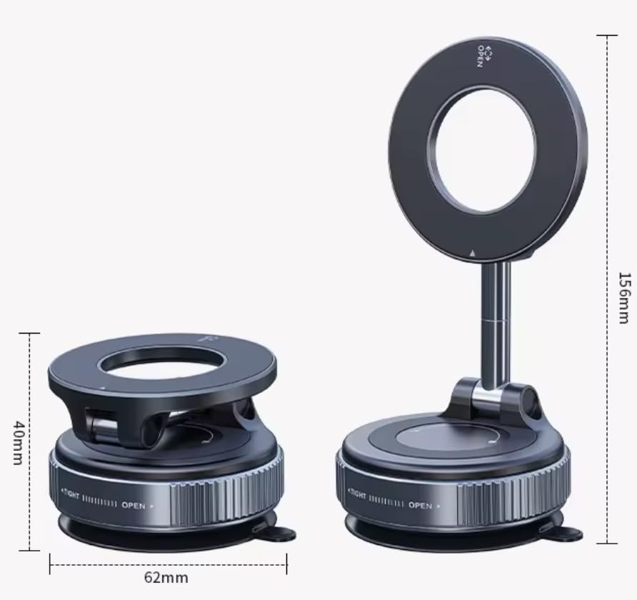 Orco Vacuum Magnetic Phone Holder for Car - Suction Phone Mount 360°Rotatable Foldable Portable Strong Magnet Stand for iPhone17/16/15/14/13/12 Pro/Pro Max on Mirror, Windscreens