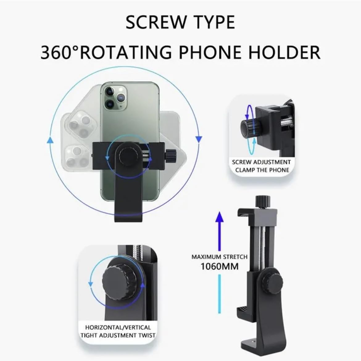 ORCO Chest Mount Harness and Backpack Shoulder Strap Mount with 360° Rotating Phone Clip for Action Cameras and Smartphones (4-7 inches), Adjustable POV Filming Accessories for Hiking and Cycling