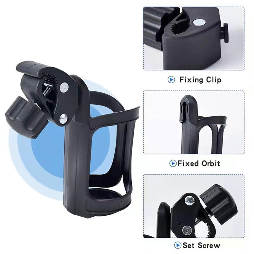 Orco Bike Bottle Holder, Black Bicycle Cup Holder 360 Degrees Rotation Cycling Water Bottle Cages; fit Bicycles, Mountain Bikes, Prams and Wheelchair