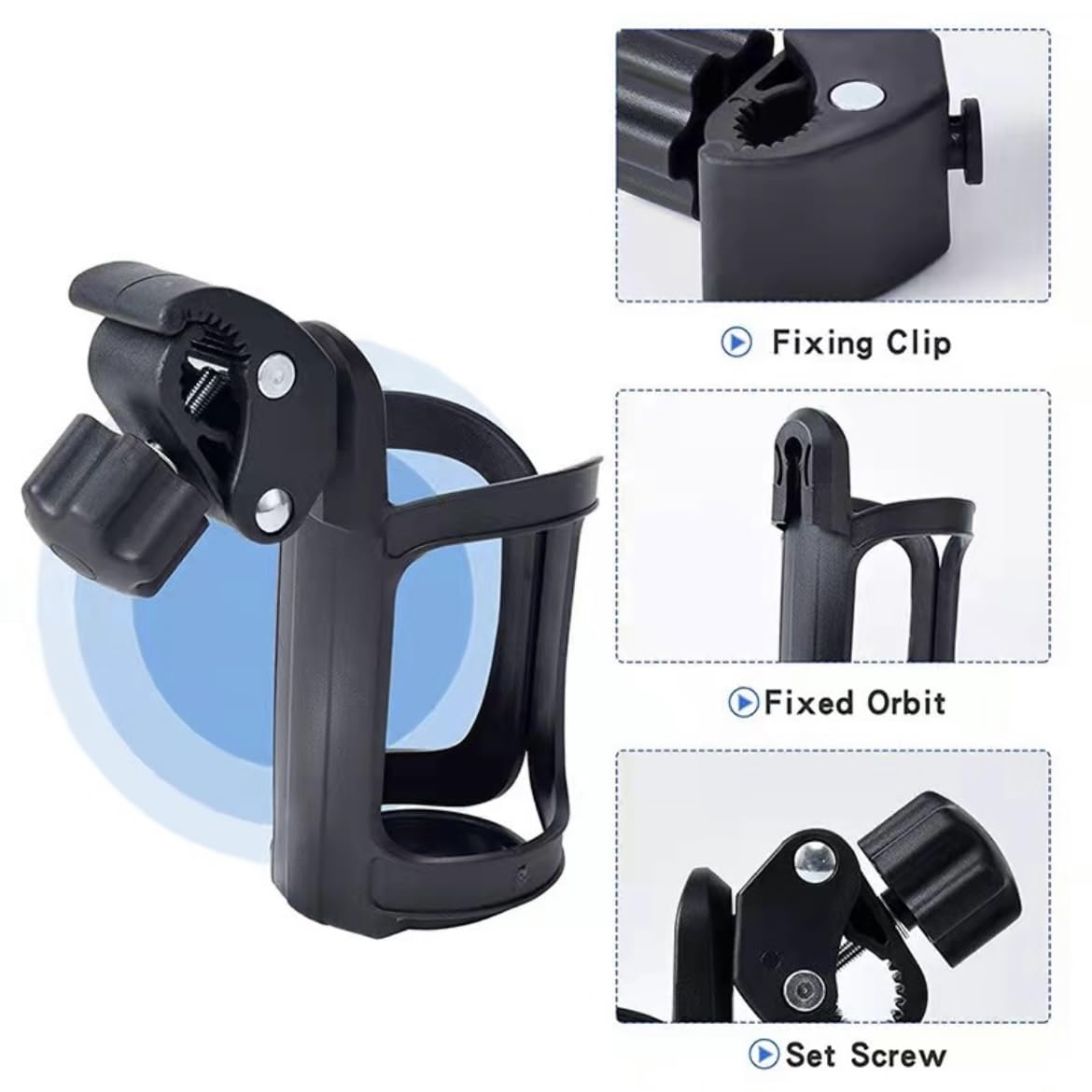 Orco Bike Bottle Holder, Black Bicycle Cup Holder 360 Degrees Rotation Cycling Water Bottle Cages; fit Bicycles, Mountain Bikes, Prams and Wheelchair