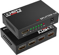 4K HDMI Splitter 1 in 4 Out, MT-VIKI 1x4 HDMI Distributor Powered Mirror/Duplicate Hub, Supports 4K@30Hz, 1080P, 3D, HDCP 1.4 for PS5, Xbox, Blu-ray, Laptop to 4 Monitors/HDTVs, Includes UK Power